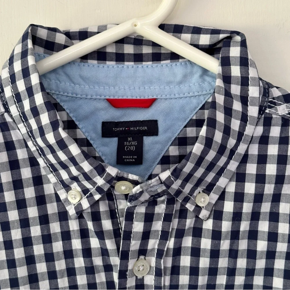 Tommy Hilfiger Plaid Button-Up Shirt Sz Boys XL Preppy Heritage